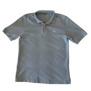 Burberry London Men’s Light Blue Classic Fit Two Button Collared Polo Shirt, M